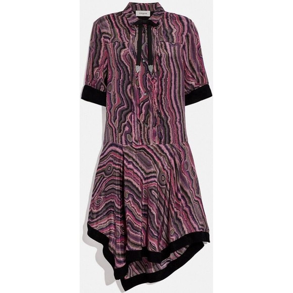 Coach Dresses Coach Shirt Dress Kaffe Fassett Print Wine Pink Drop